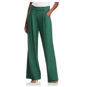 Veronica Beard Marbeau Pleated Wide Leg Dress Pants Green Womens Size 12